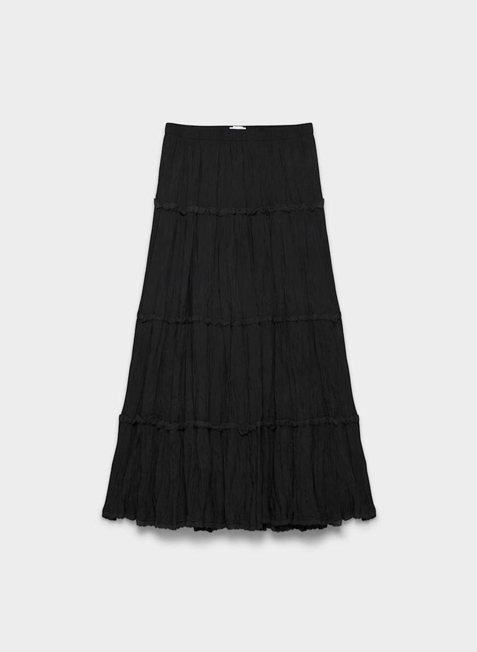 Wilfred Black Tiered Elastic Waist Maxi Skirt - Size Large